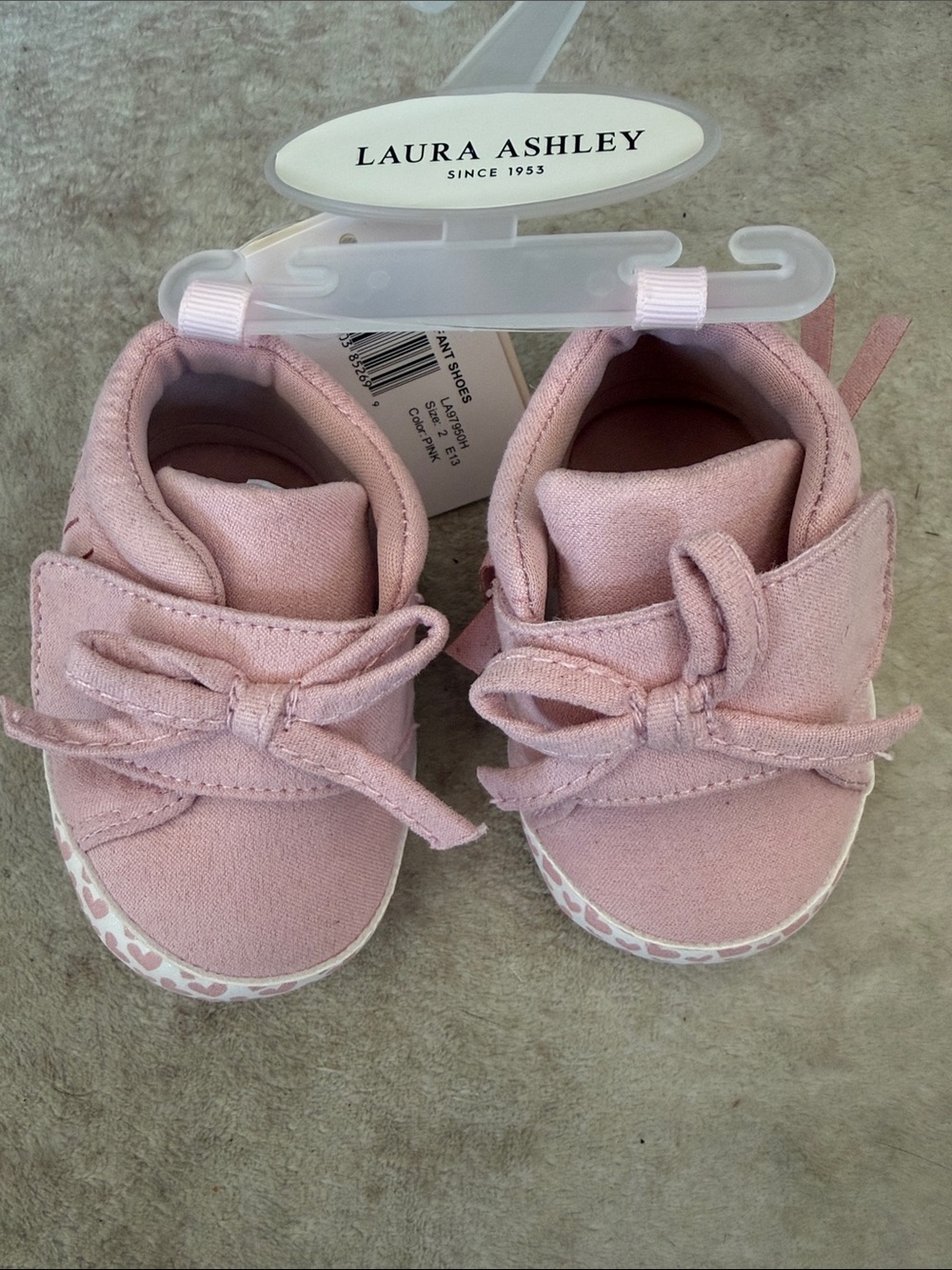 Laura Ashley Pink Canvas Bow Baby Walker Shoes